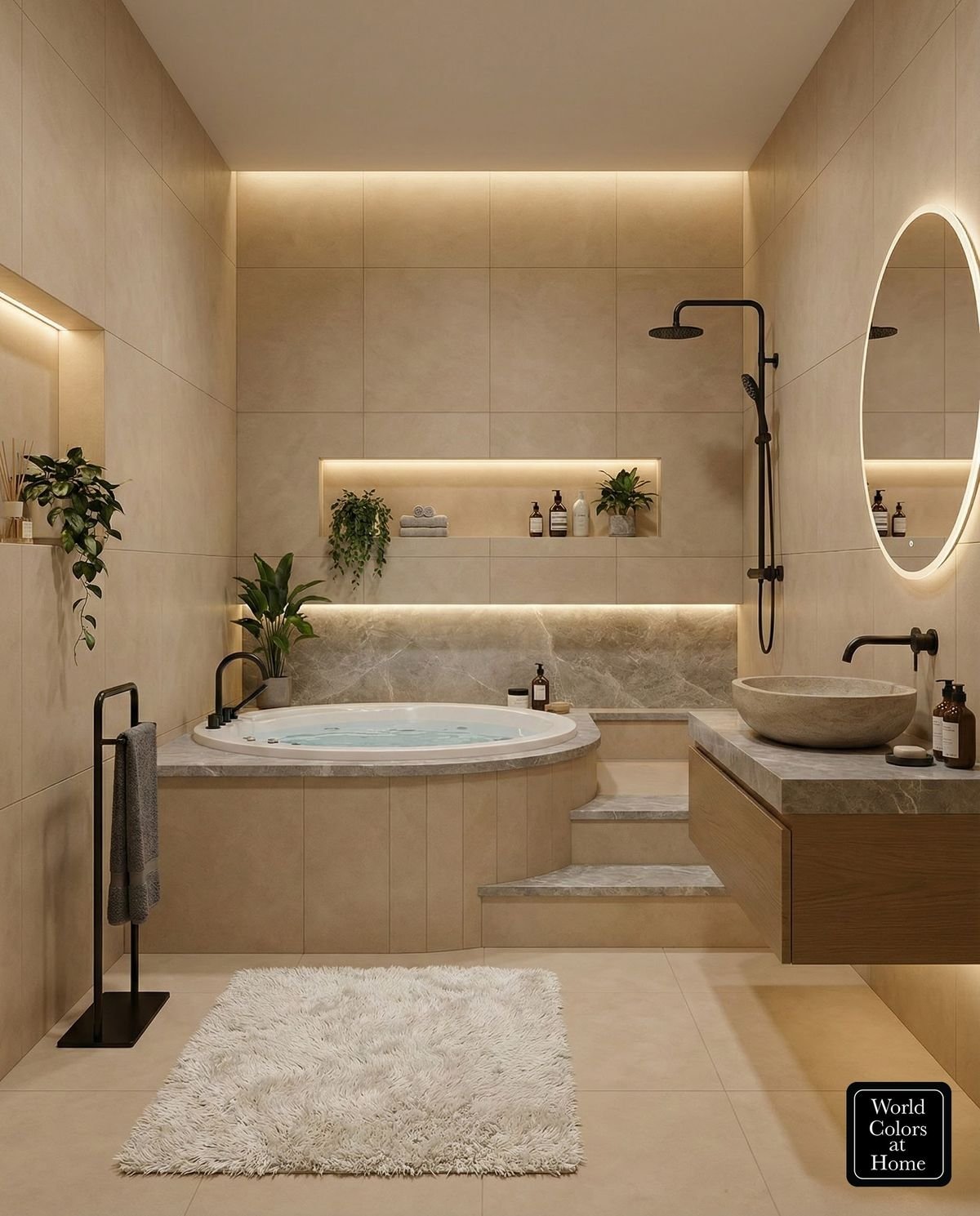 Black marble floor and wall tiles